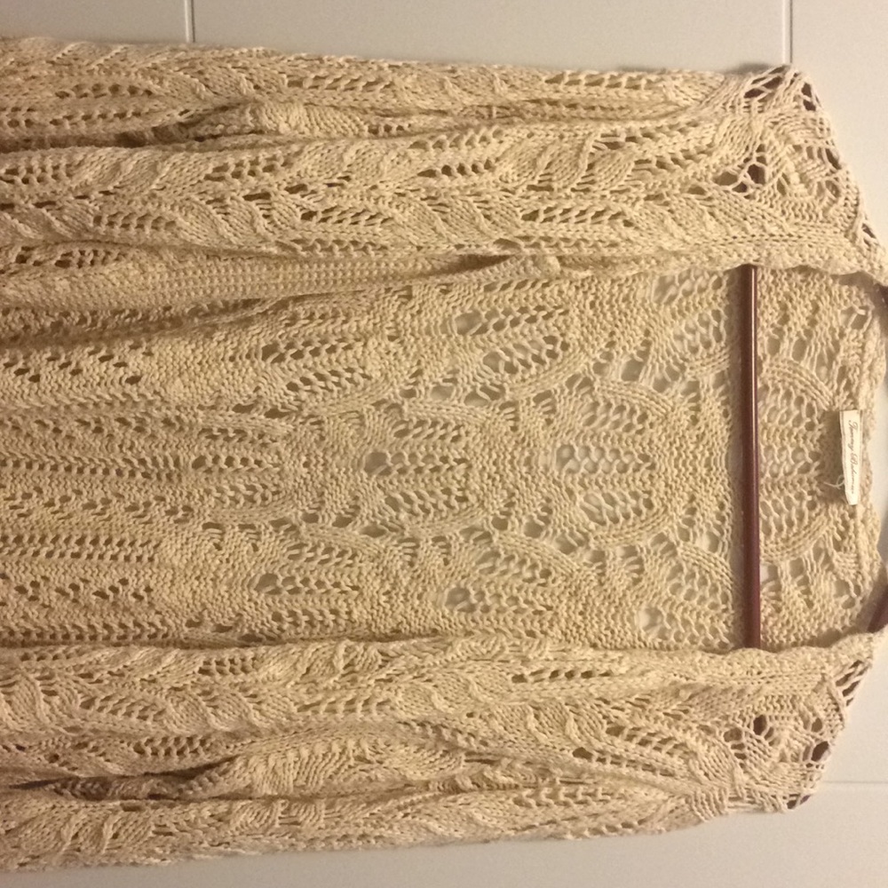 Woman’s Tommy Bahama sheer tan shirt size large